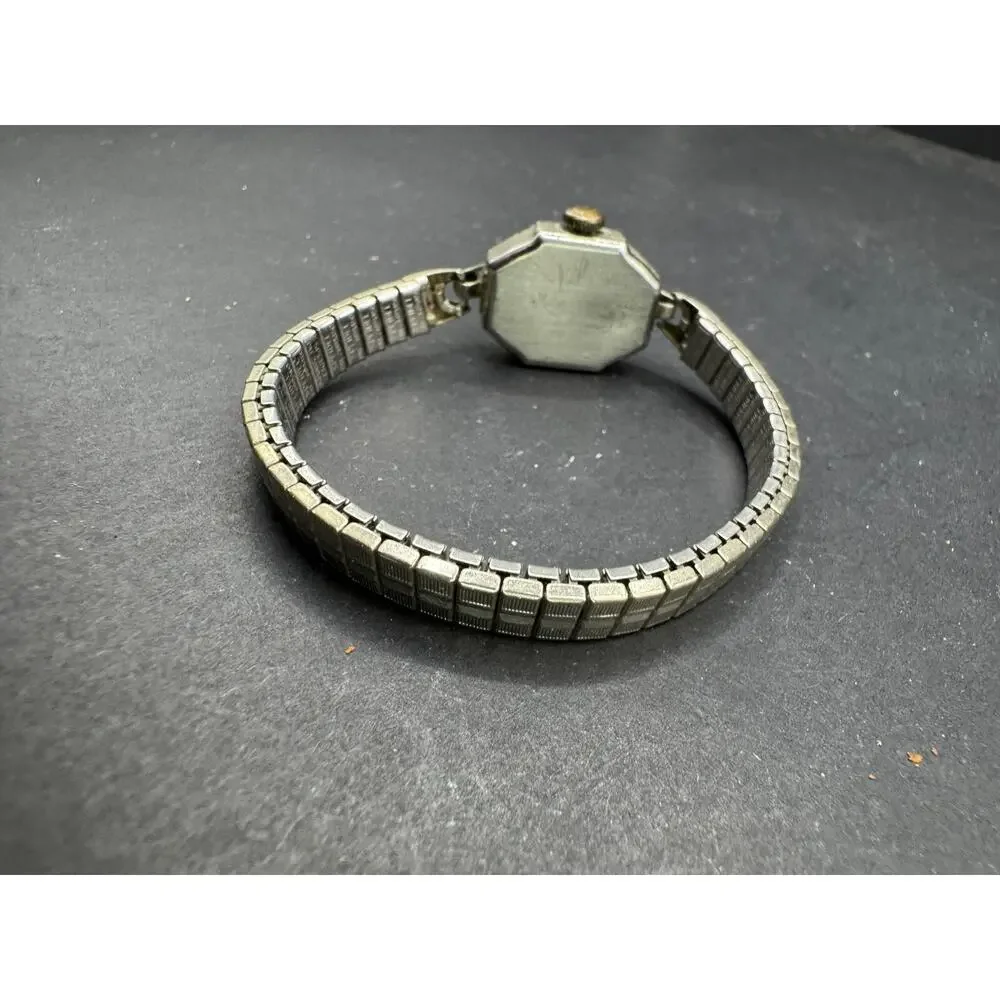 Vtg Paul Durelle Watch 17 Jewels Shock Resistant Silver Tone Square Dial